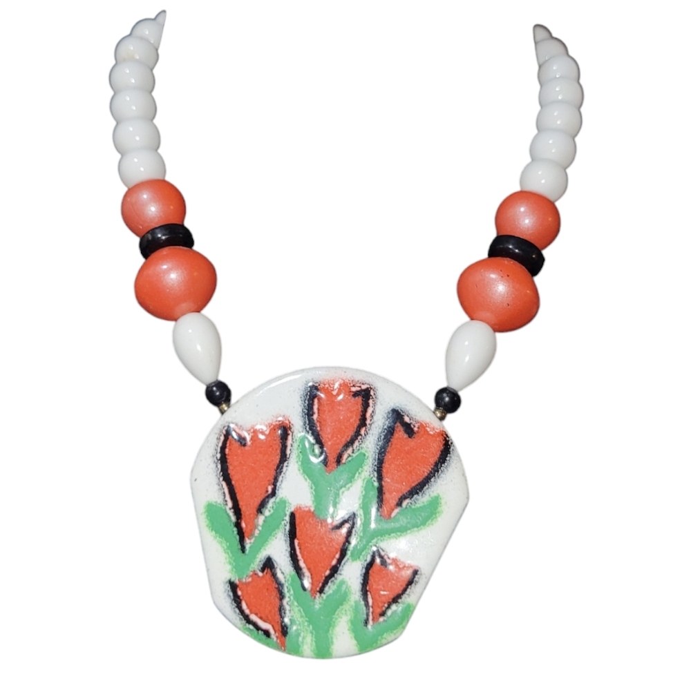 Beautiful and unique beaded necklace with matching earrings